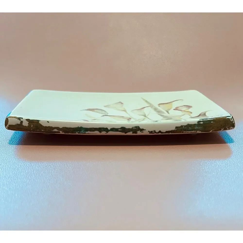 CROSCILL Cheri Blum Canna Lilies Bathroom Soap Dish‎ Decor From Vintage Set